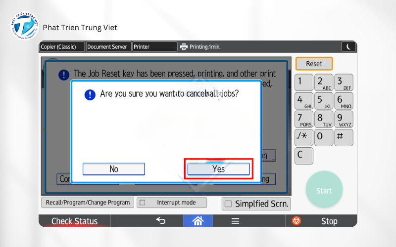 Hủy lệnh in bằng cách tạm ngắt khay giấy bước 5